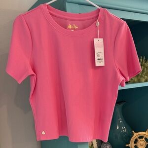 NWT Lilly Pulitzer Minnie Bright Pink Ribbed Top Large